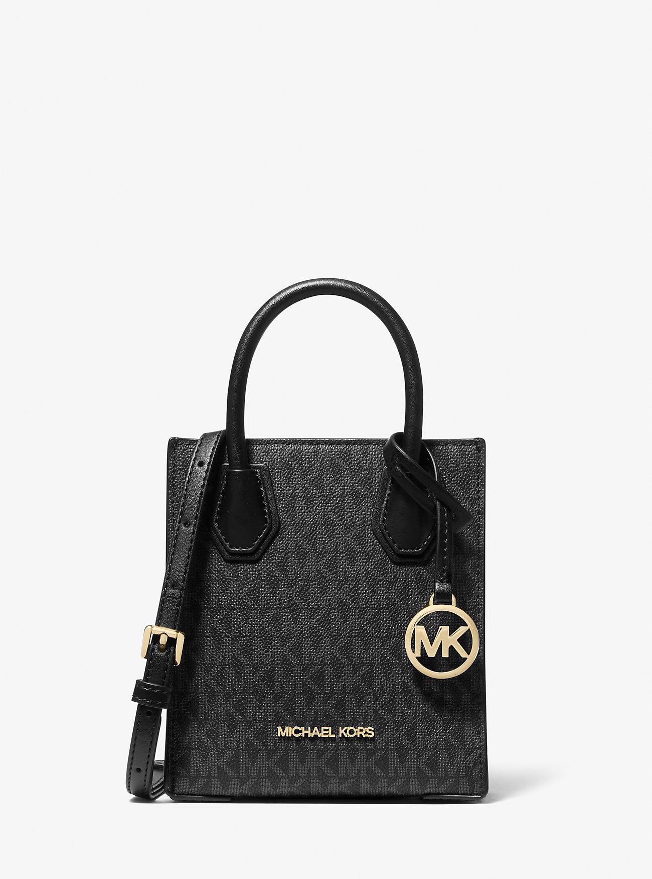 Mercer Extra-Small Logo and Leather Crossbody Bag- BLACK