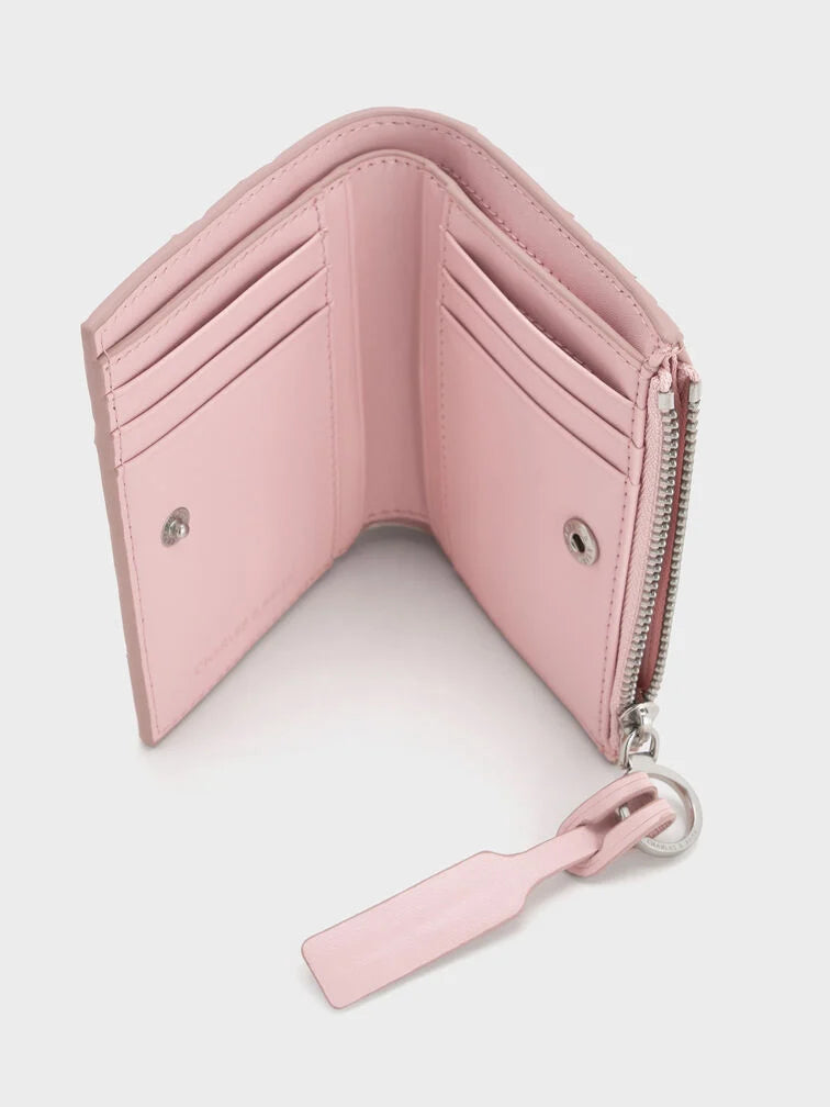 Ivette Woven Top-Zip Small Wallet - Cotton Candy Pink