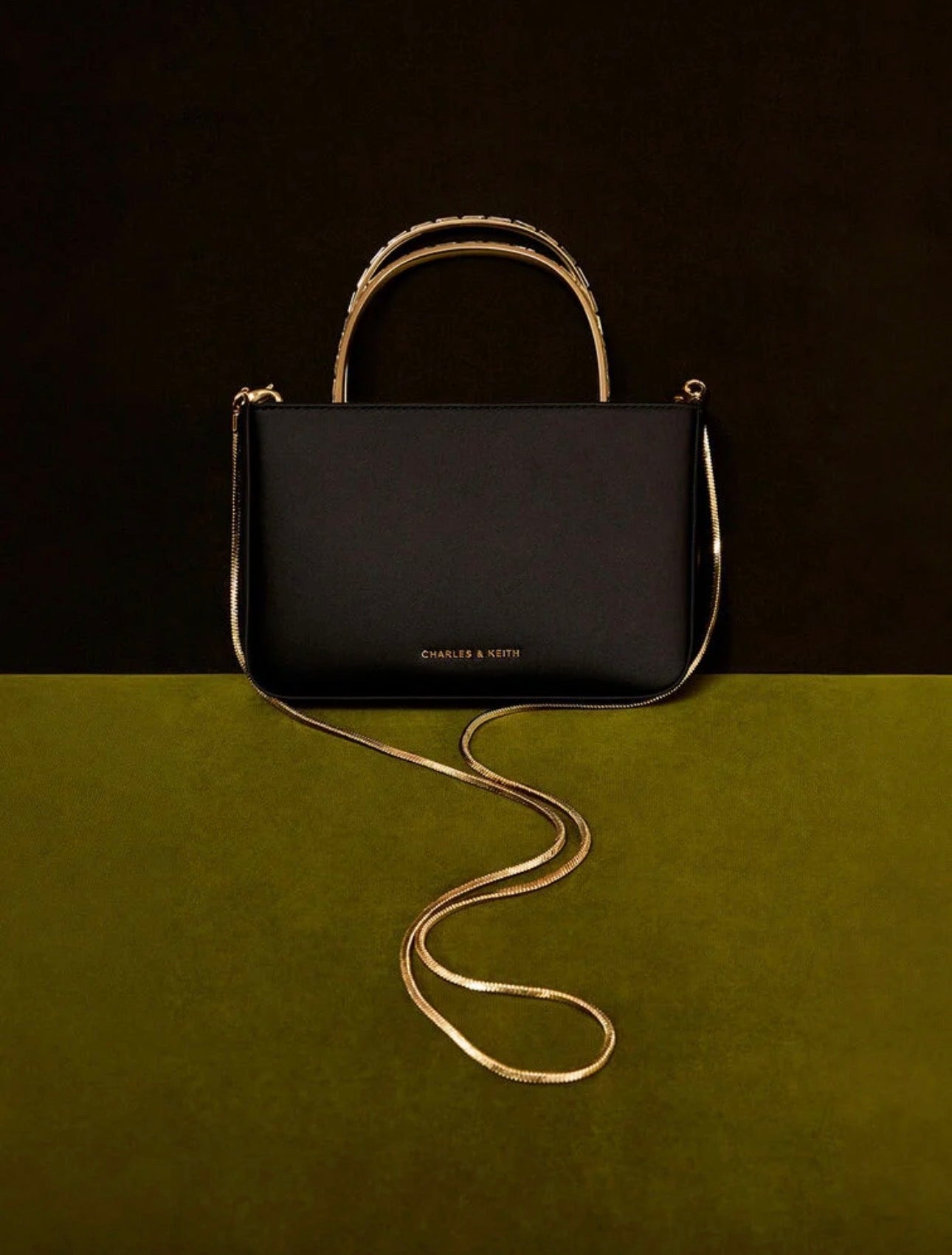 Satin Crystal-Embellished Top Handle Bag - Black