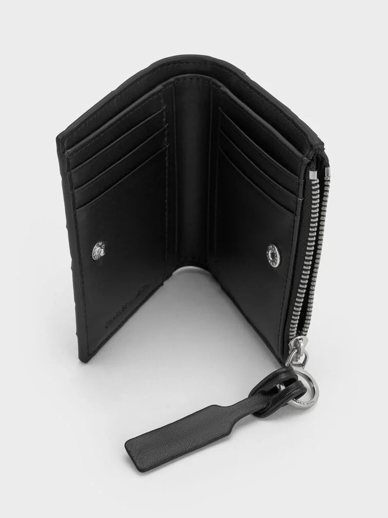 Ivette Woven Top-Zip Small Wallet - Noir