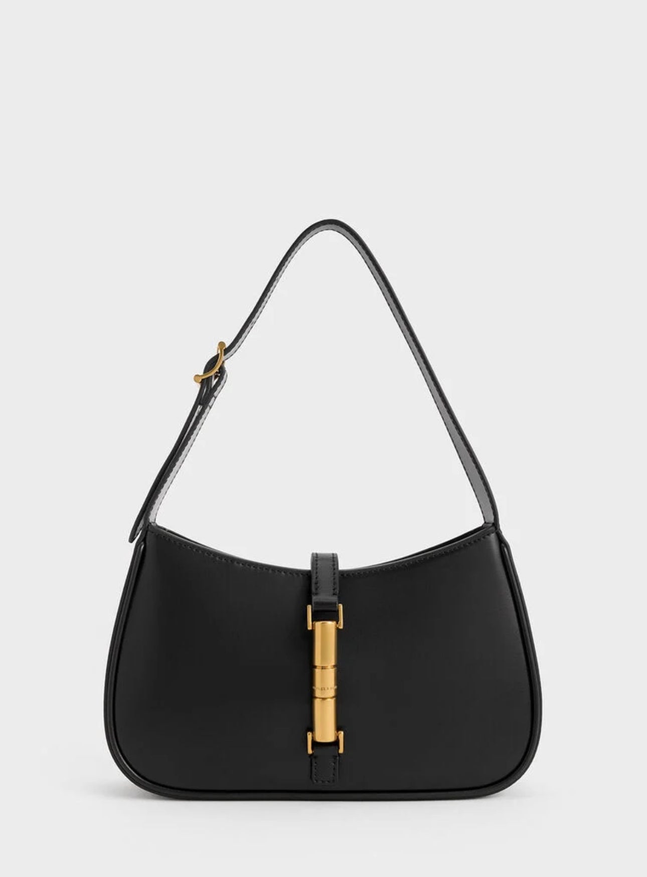 Cesia Metallic Accent Shoulder Bag - Black