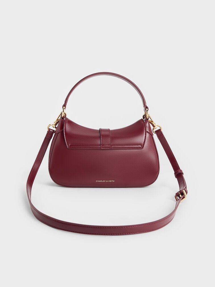 Agatha Chain-Accent Hobo Bag - Burgundy