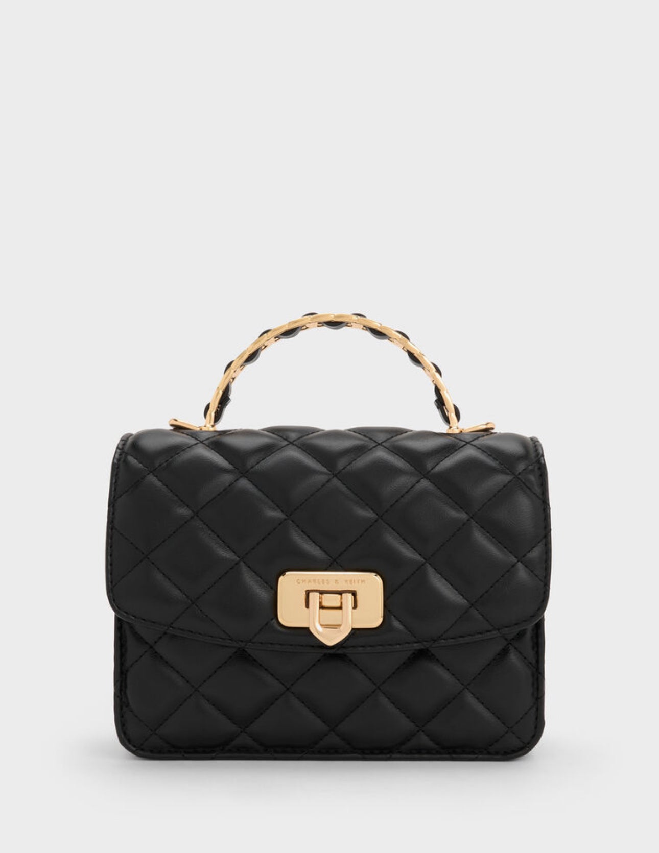 Cressida Quilted Top Handle Bag - Black