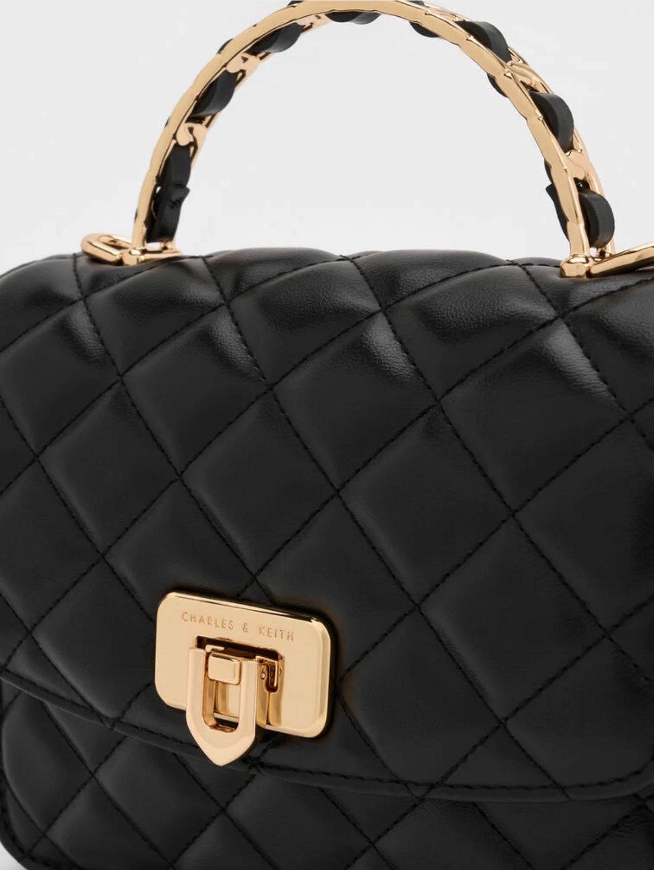 Cressida Quilted Top Handle Bag - Black