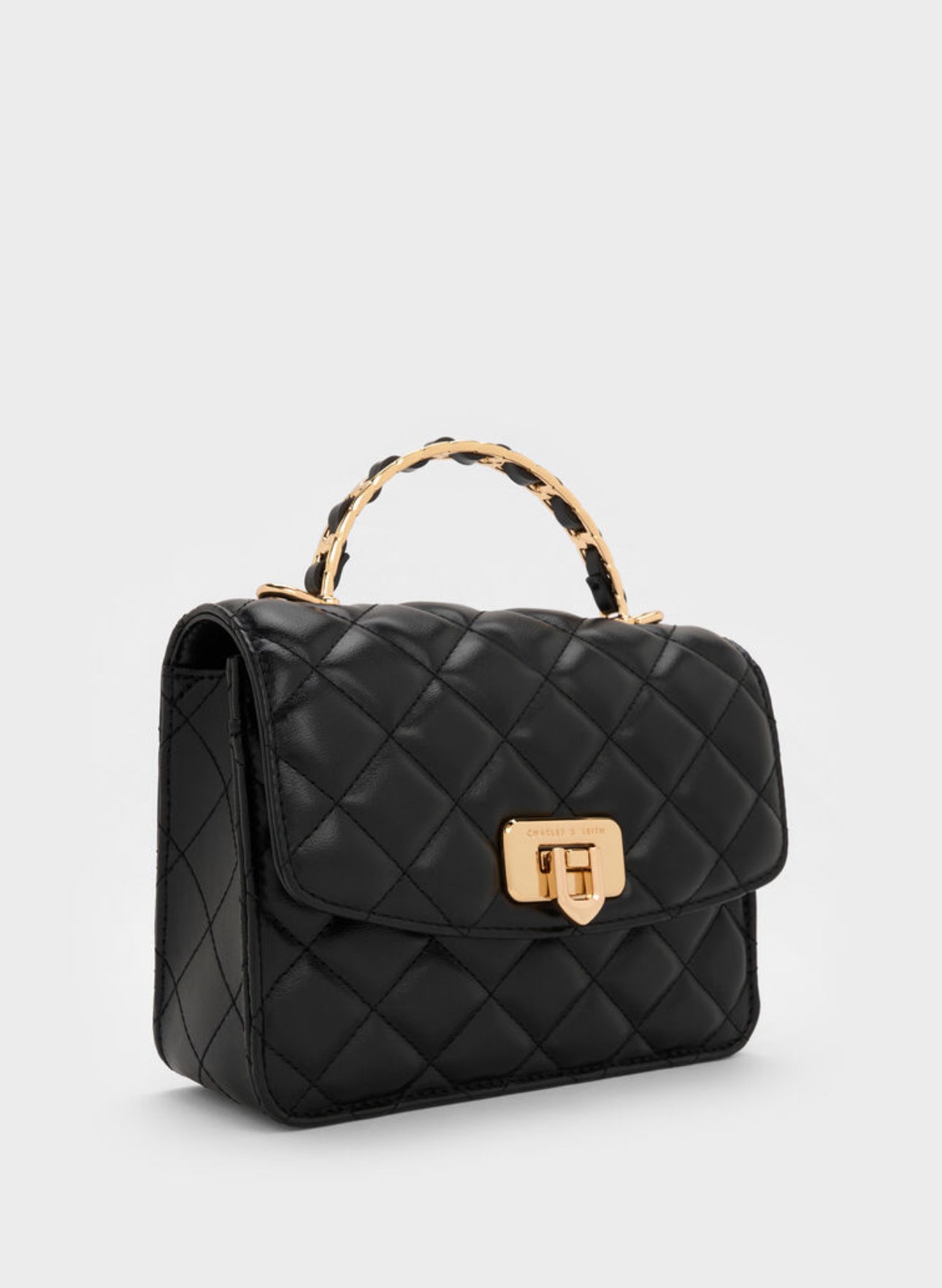 Cressida Quilted Top Handle Bag - Black