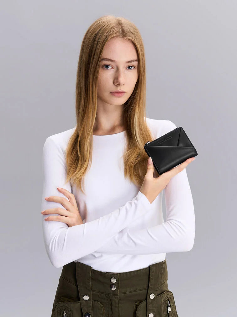 Midori Geometric Top-Zip Wallet - Noir