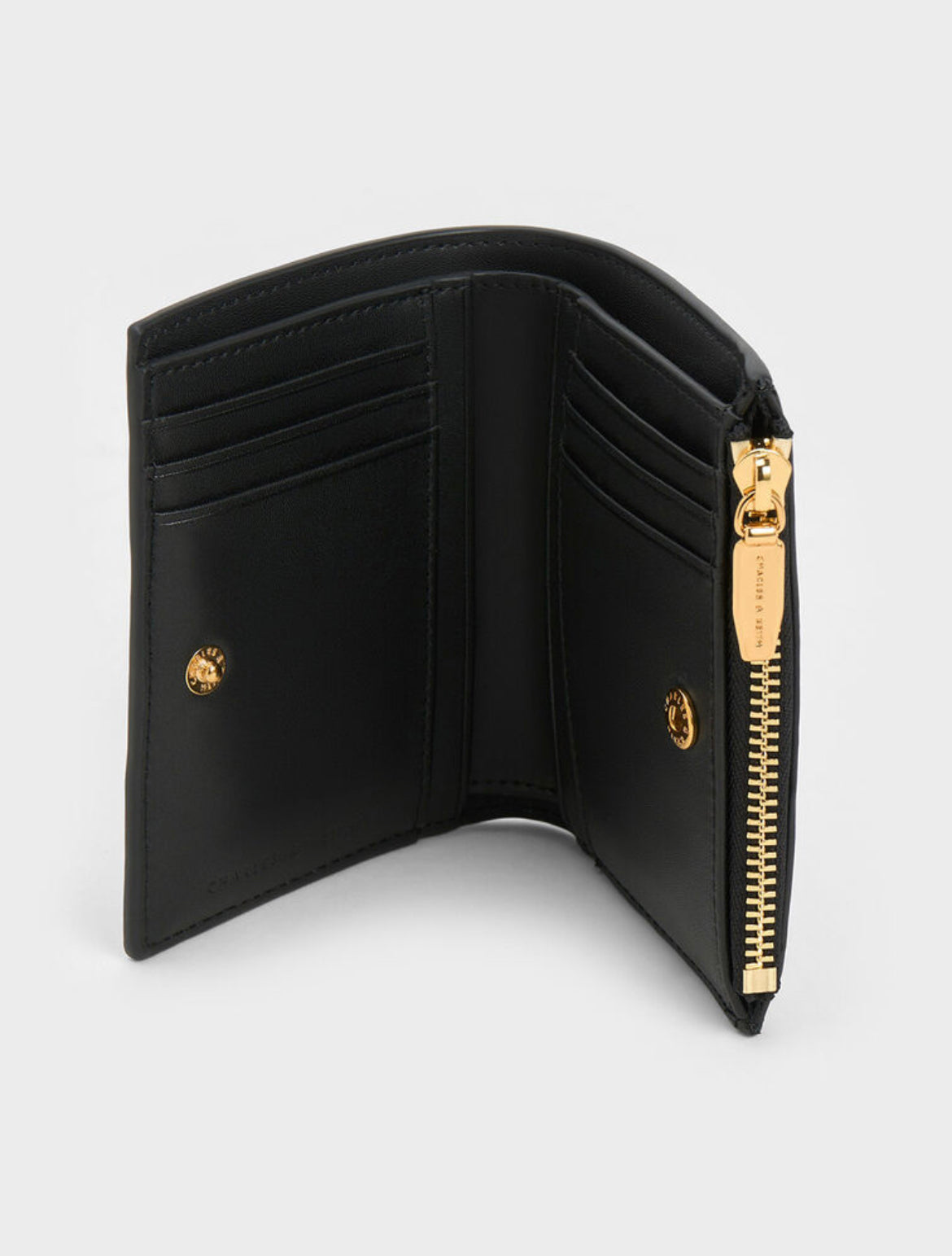 Apolline Textured Top-Zip Wallet - Black