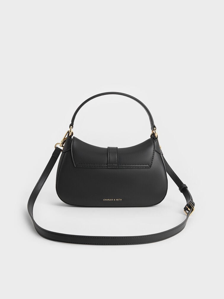 Agatha Chain-Accent Hobo Bag - Black
