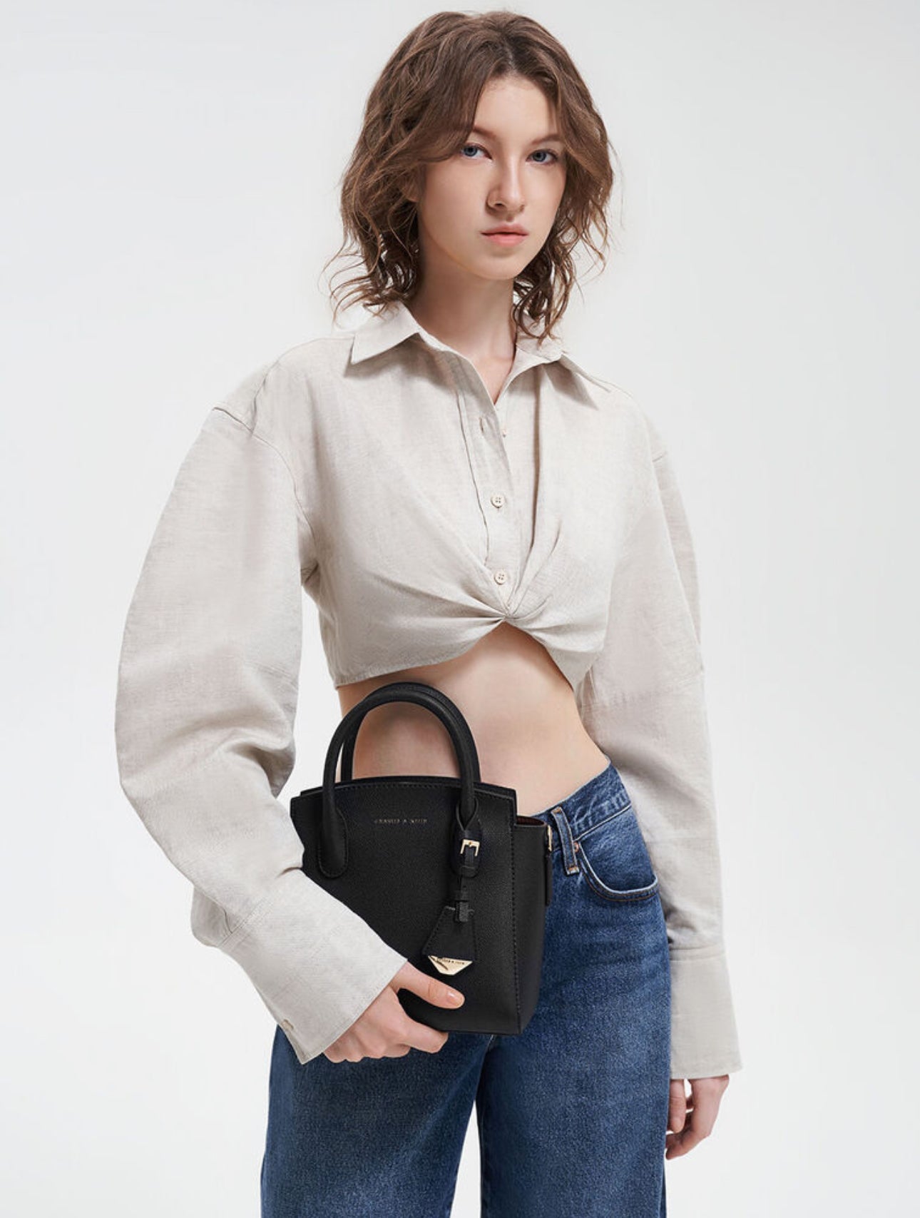 Harper Structured Top Handle Bag - Black