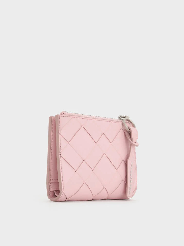 Ivette Woven Top-Zip Small Wallet - Cotton Candy Pink