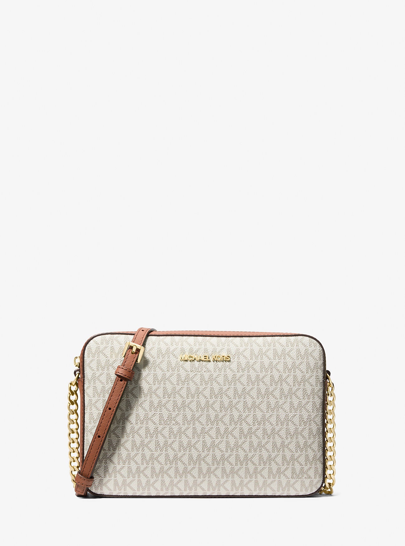 Jet Set Large Printed Logo Crossbody Bag- VANILLA