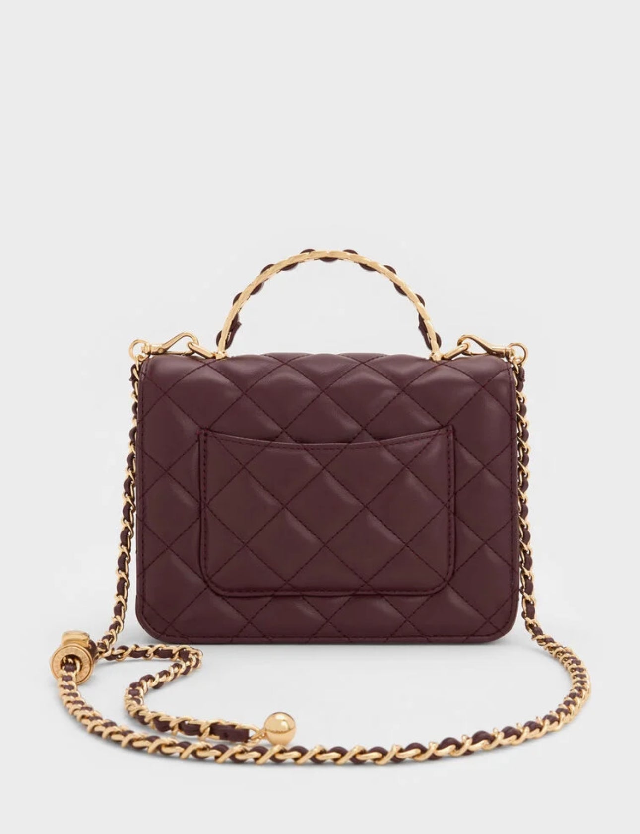 Cressida Quilted Top Handle Bag - Wineberry Red