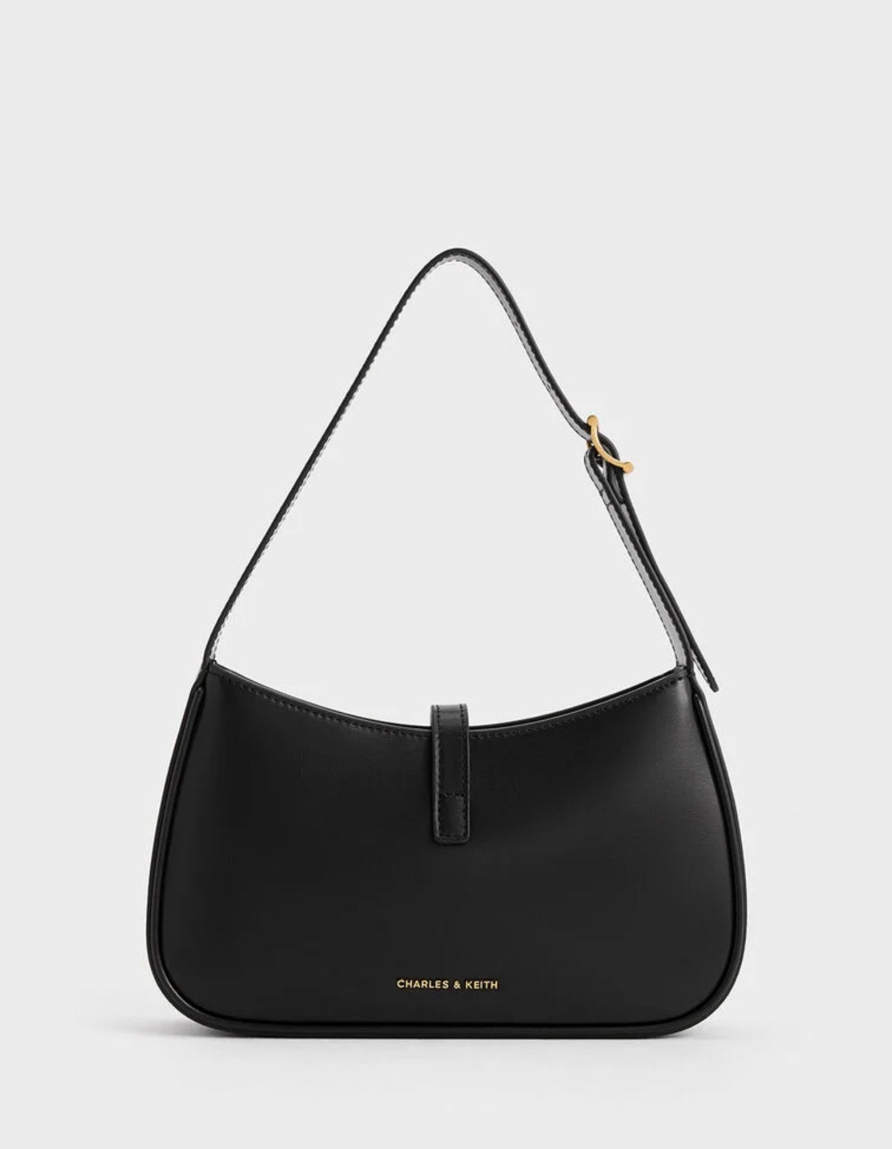 Cesia Metallic Accent Shoulder Bag - Black