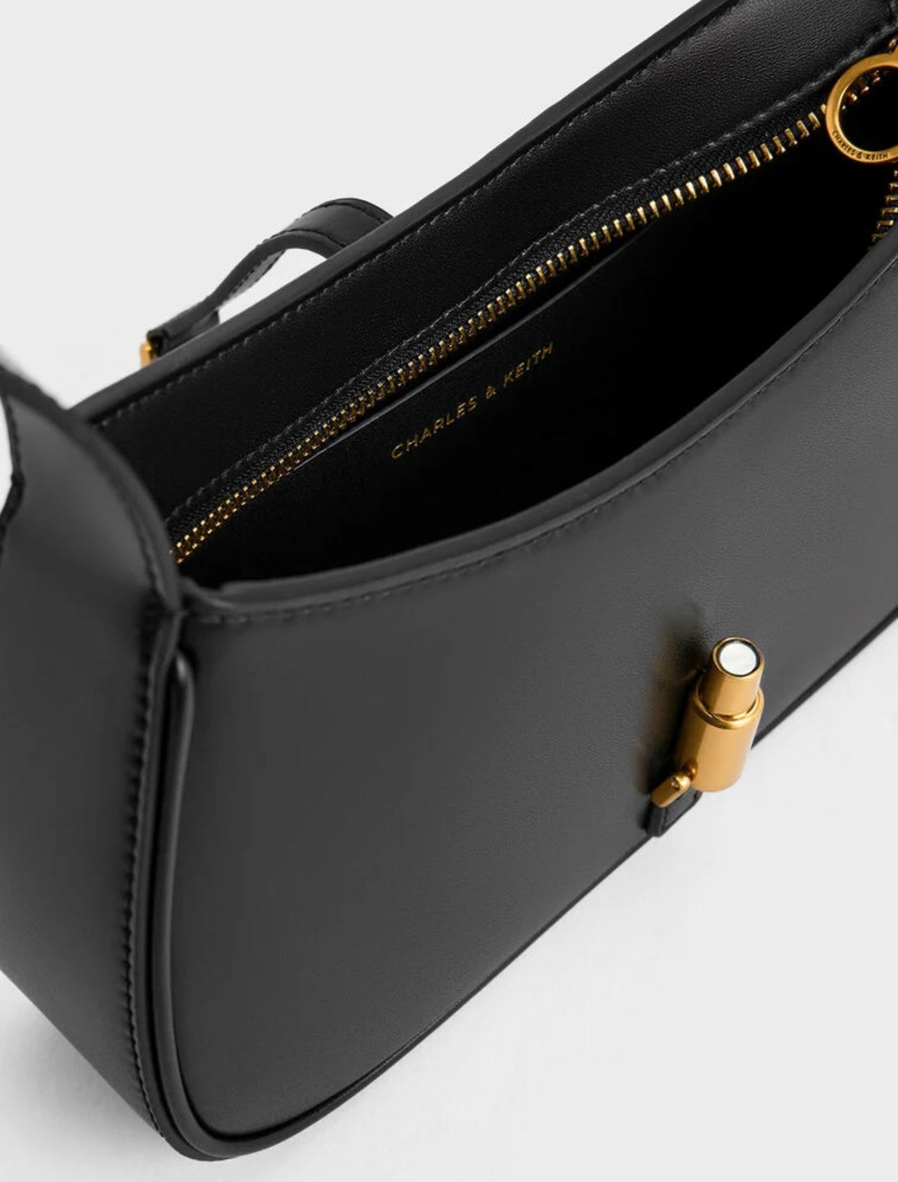 Cesia Metallic Accent Shoulder Bag - Black