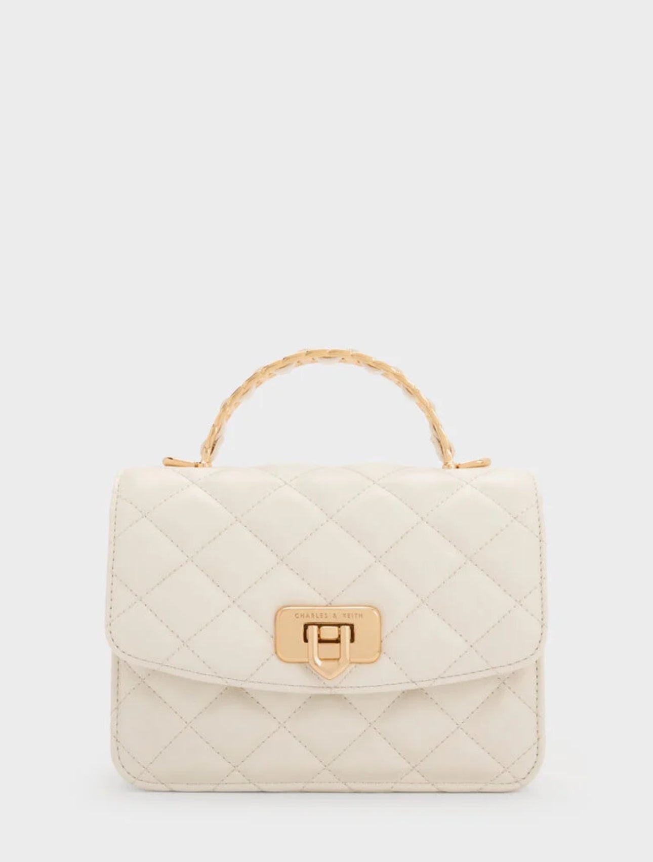 Cressida Quilted Top Handle Bag - Cream