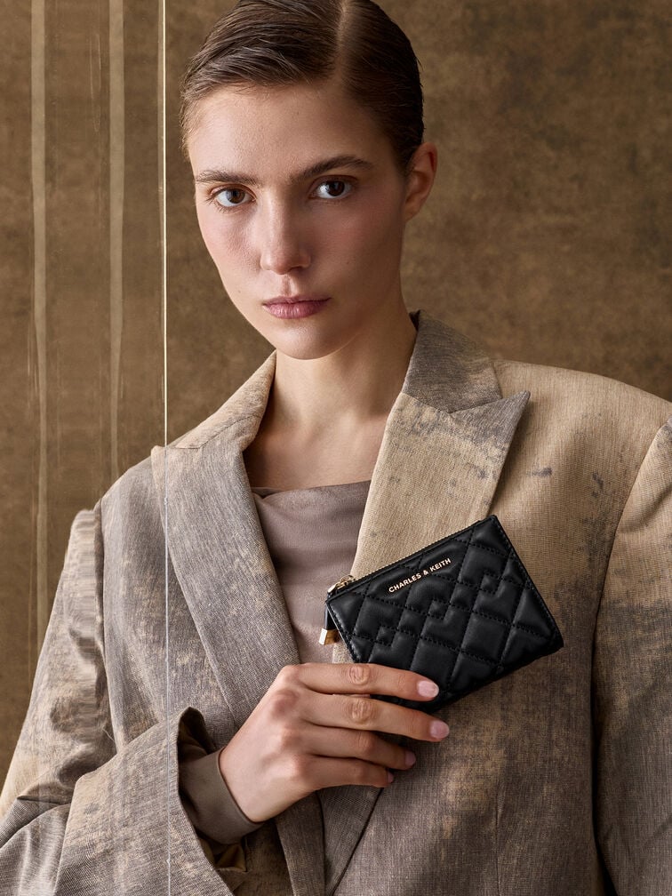 Duo Quilted Small Wallet - Black