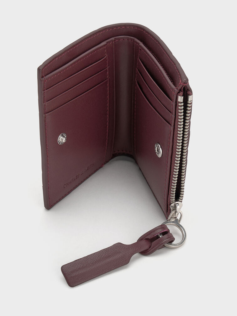 Ivette Woven Top-Zip Small Wallet - Wineberry Red