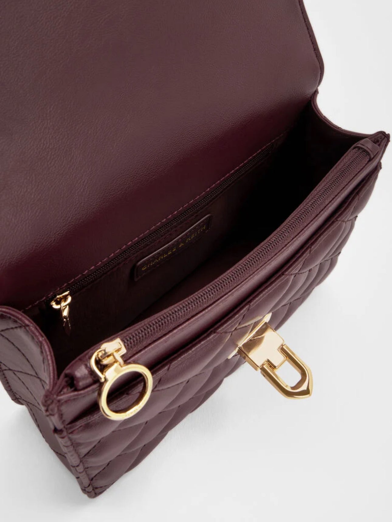 Cressida Quilted Top Handle Bag - Wineberry Red