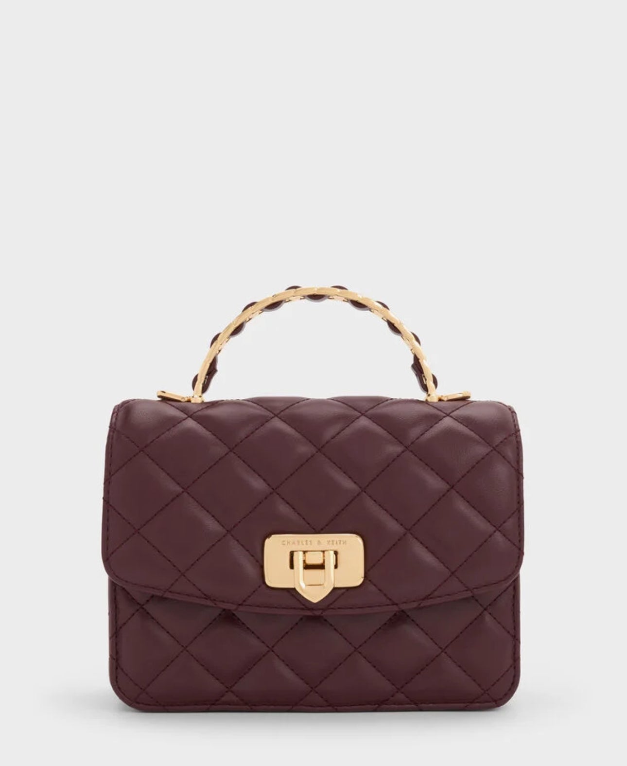 Cressida Quilted Top Handle Bag - Wineberry Red