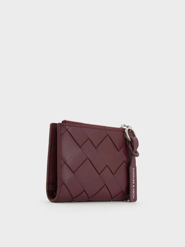 Ivette Woven Top-Zip Small Wallet - Wineberry Red