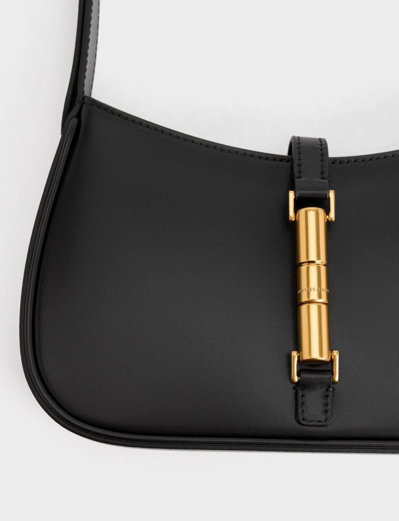 Cesia Metallic Accent Shoulder Bag - Black