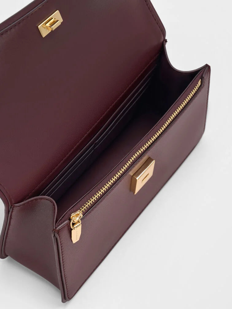 Arlet Belted Top Handle Bag - Wineberry Red