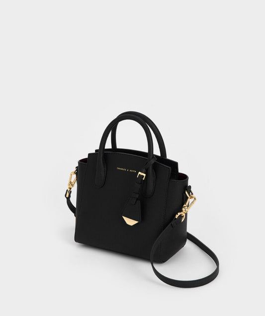 Harper Structured Top Handle Bag - Black