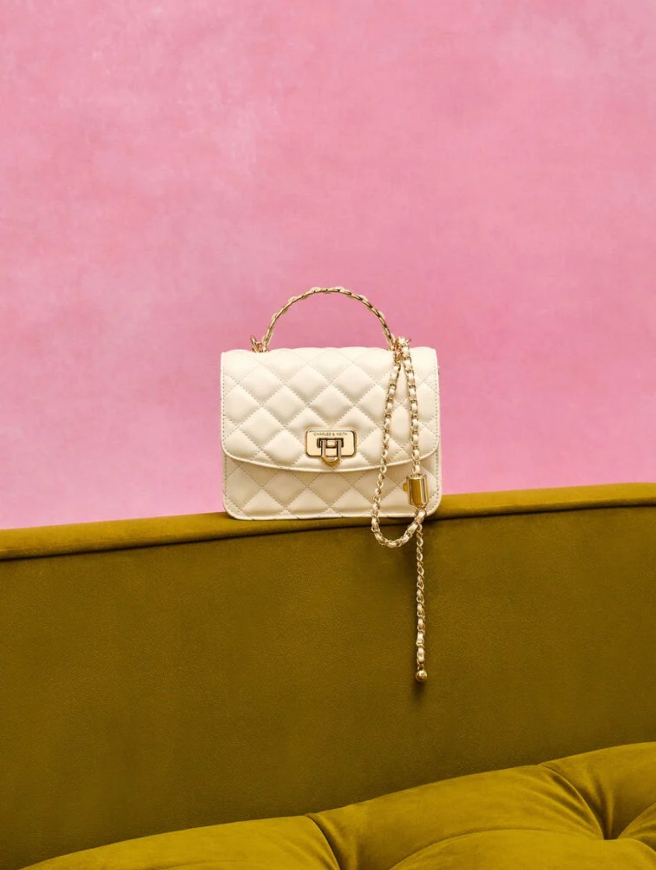 Cressida Quilted Top Handle Bag - Cream