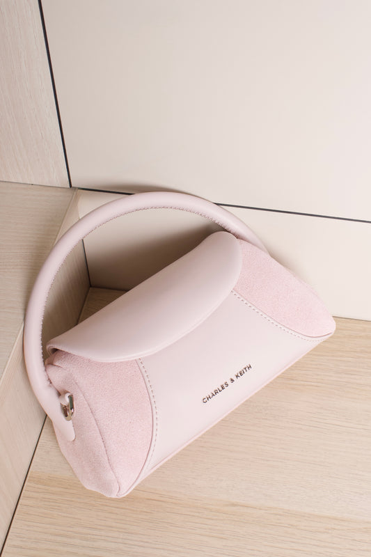 Girls' Nelly Recycled Suede Top Handle Bag - Pink