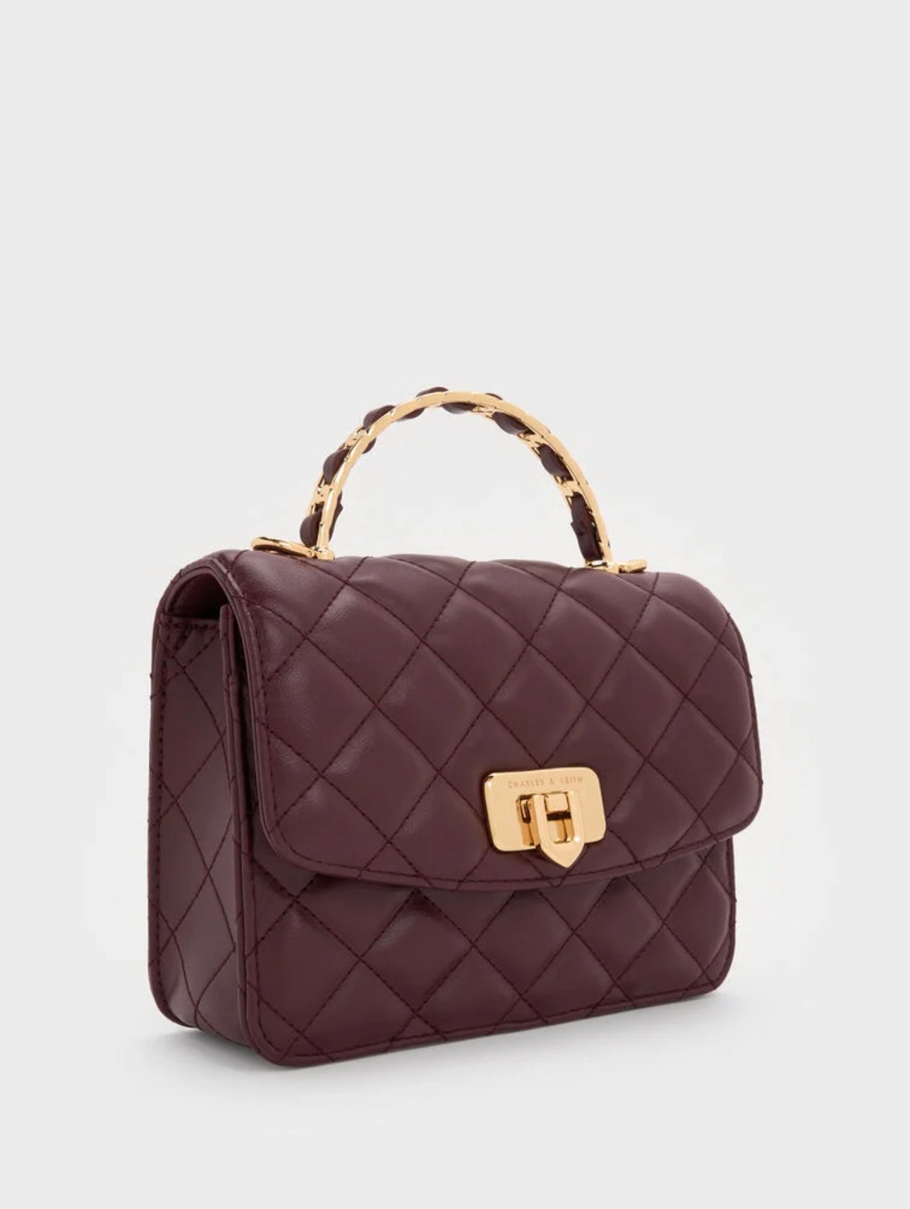 Cressida Quilted Top Handle Bag - Wineberry Red