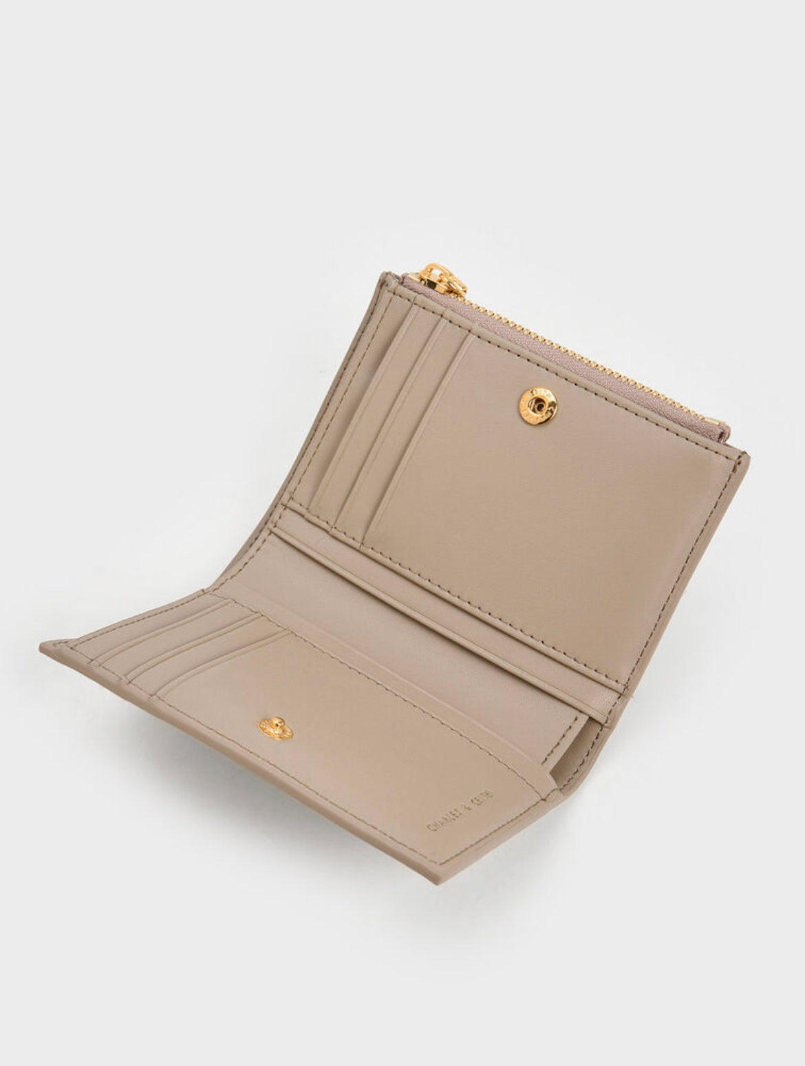 Apolline Textured Top-Zip Wallet - Taupe