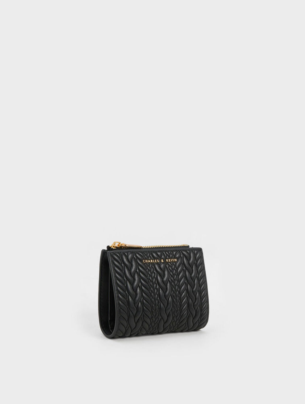 Apolline Textured Top-Zip Wallet - Black