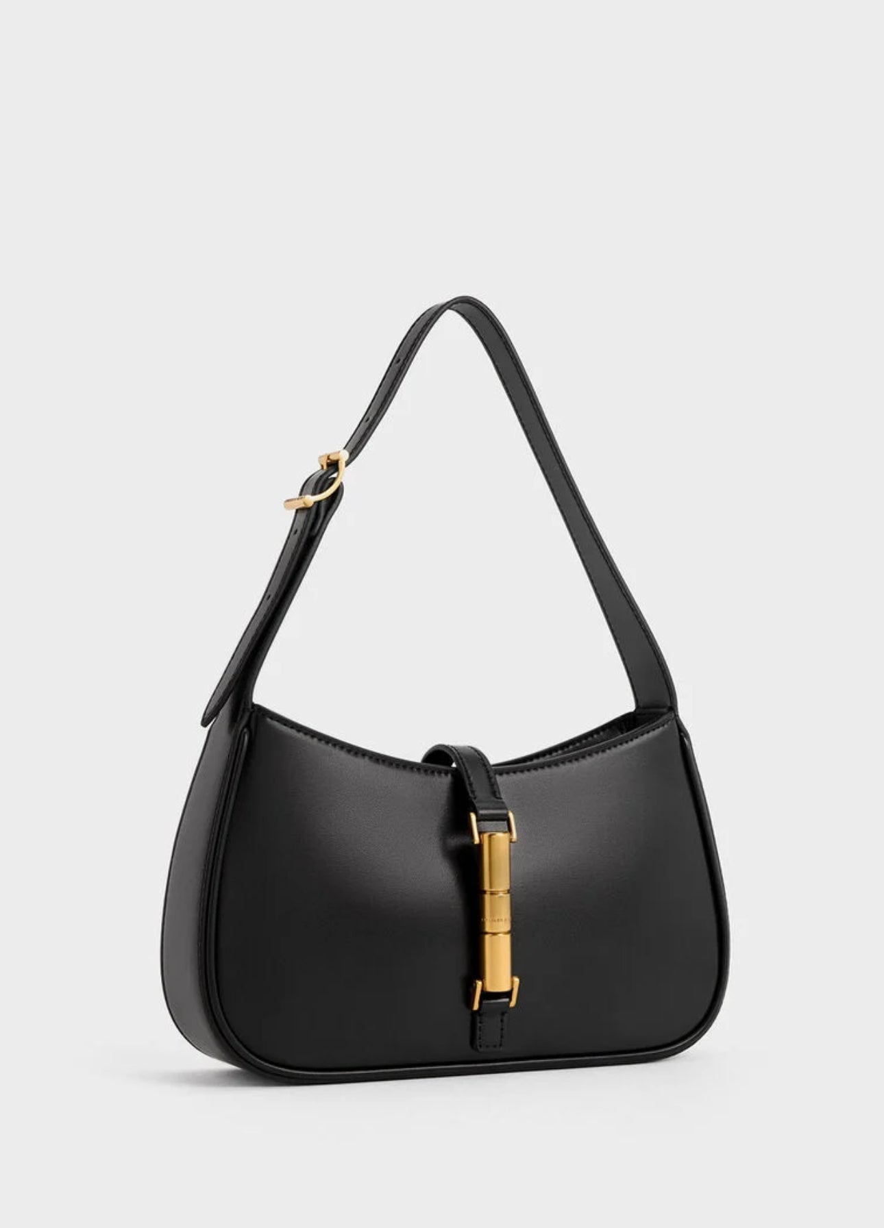 Cesia Metallic Accent Shoulder Bag - Black
