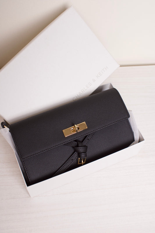 Tricha Knotted-Belt Crossbody Bag - Black