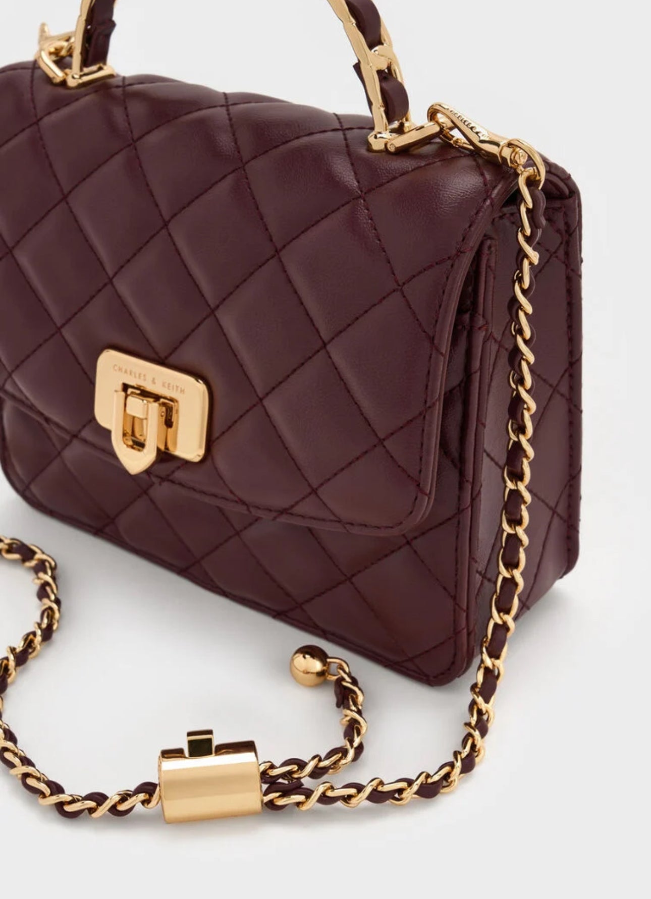 Cressida Quilted Top Handle Bag - Wineberry Red