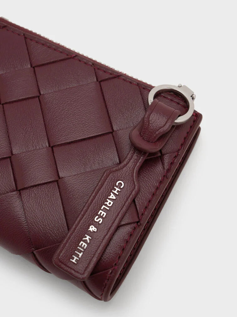 Ivette Woven Top-Zip Small Wallet - Wineberry Red