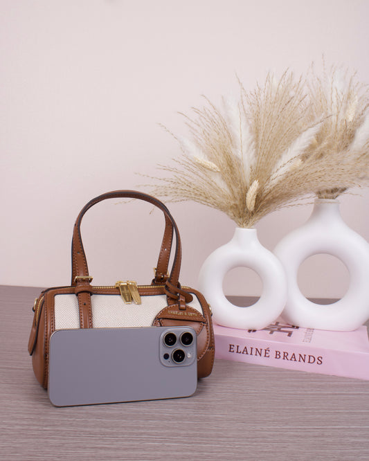 Enola Canvas Two-Tone Bowling Bag - Chocolate