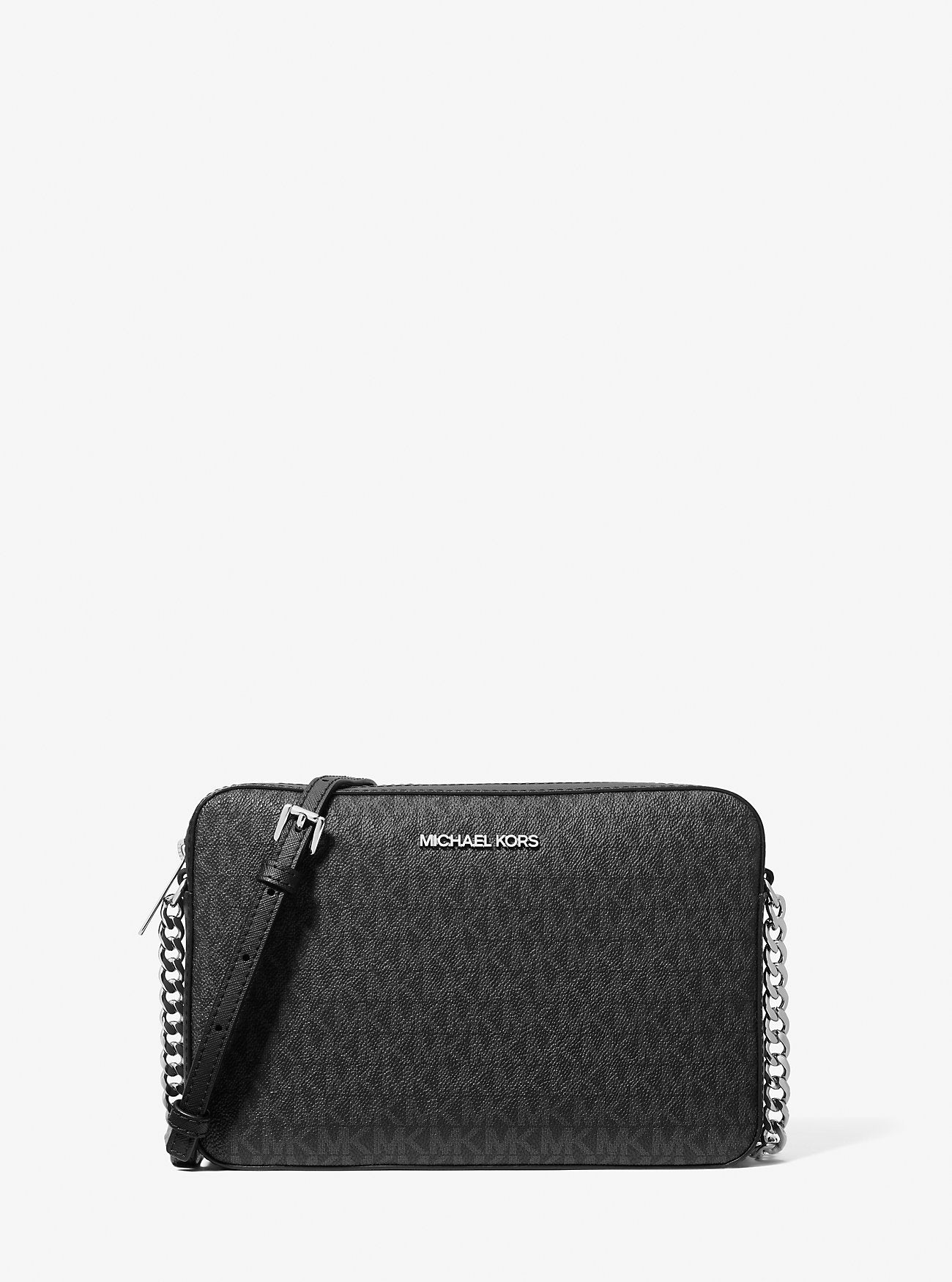 Jet Set Large Printed Logo Crossbody Bag- BLACK