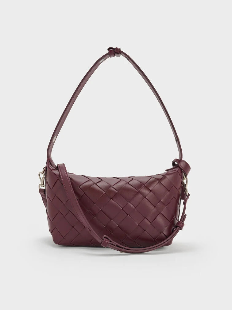 Ivette Woven Shoulder Bag - Wineberry Red