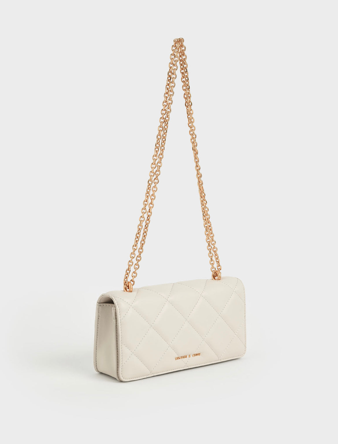 Paffuto Chain Handle Quilted Long Wallet - Cream