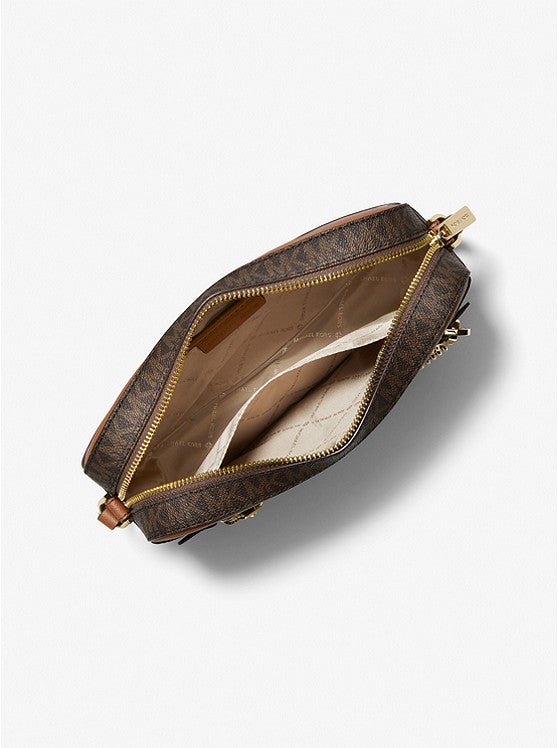 Jet Set Large Logo Crossbody Bag - BROWN