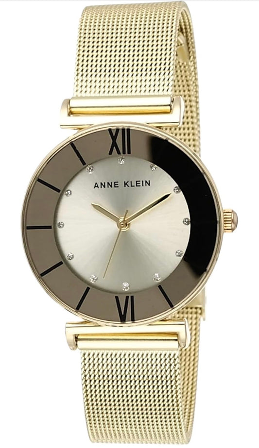Women's Glitter Accented Mesh Bracelet Watch- Gold