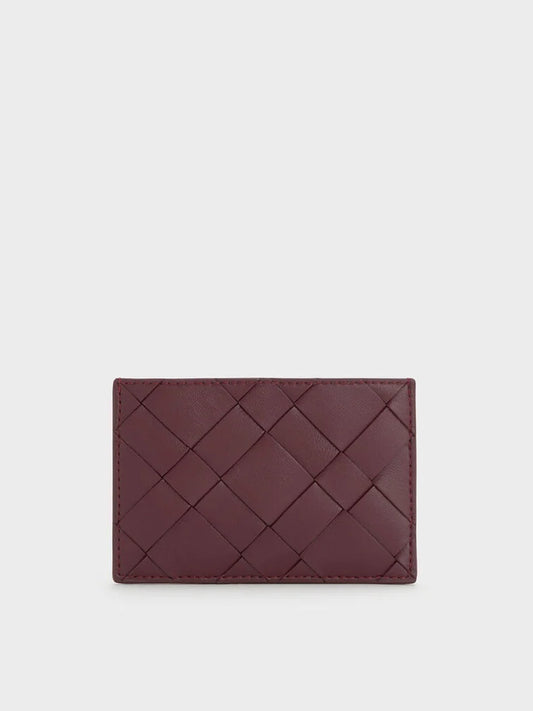 Ivette Woven Card Holder - Wineberry Red