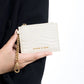 Aubrielle Stitch-Trim Zip Card Holder - Cream