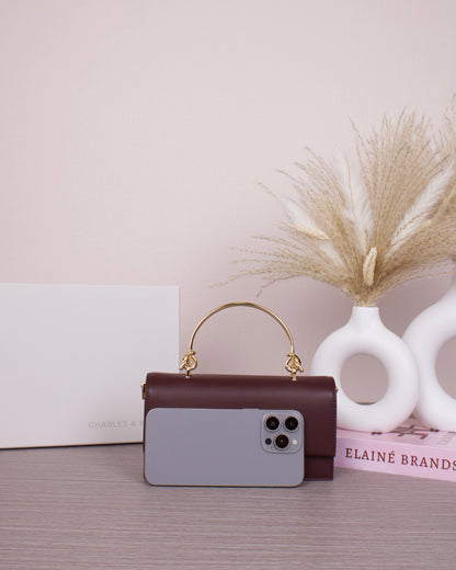 Kristine Sculptural-Handle Long Wallet - Wineberry Red