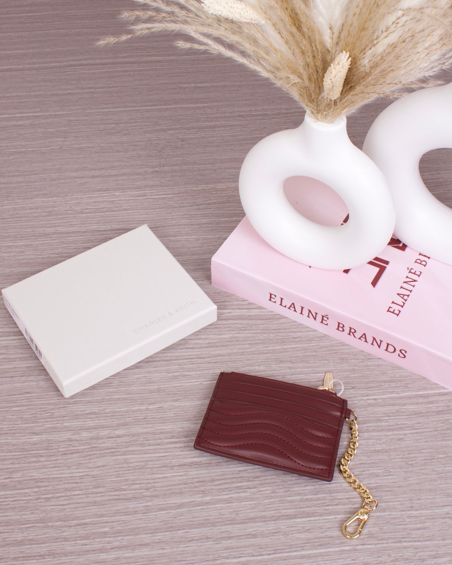 Aubrielle Stitch-Trim Zip Card Holder - Dark Chocolate