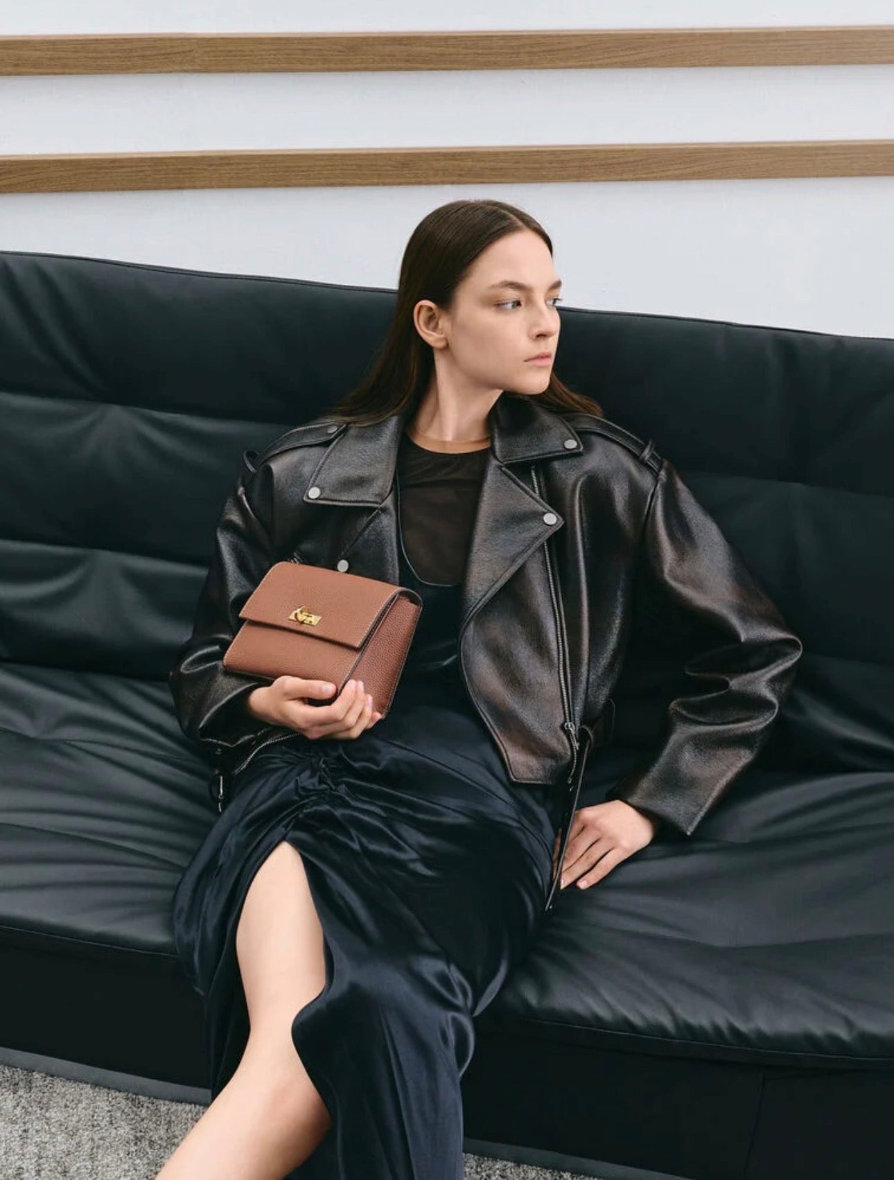 Chance Recycled Leather Turn-Lock Crossbody Bag - Chocolate