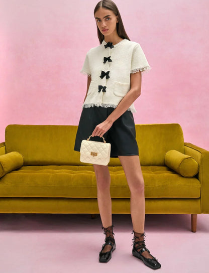 Cressida Quilted Top Handle Bag - Cream