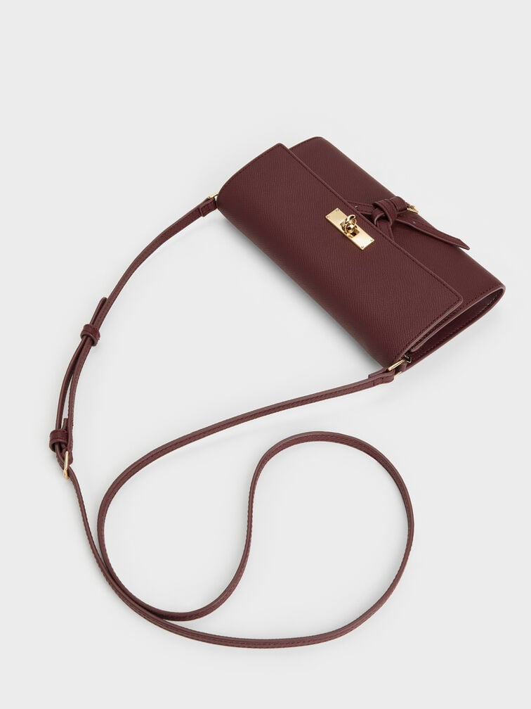Tricha Knotted-Belt Crossbody Bag - Wineberry Red