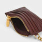 Aubrielle Stitch-Trim Zip Card Holder - Dark Chocolate